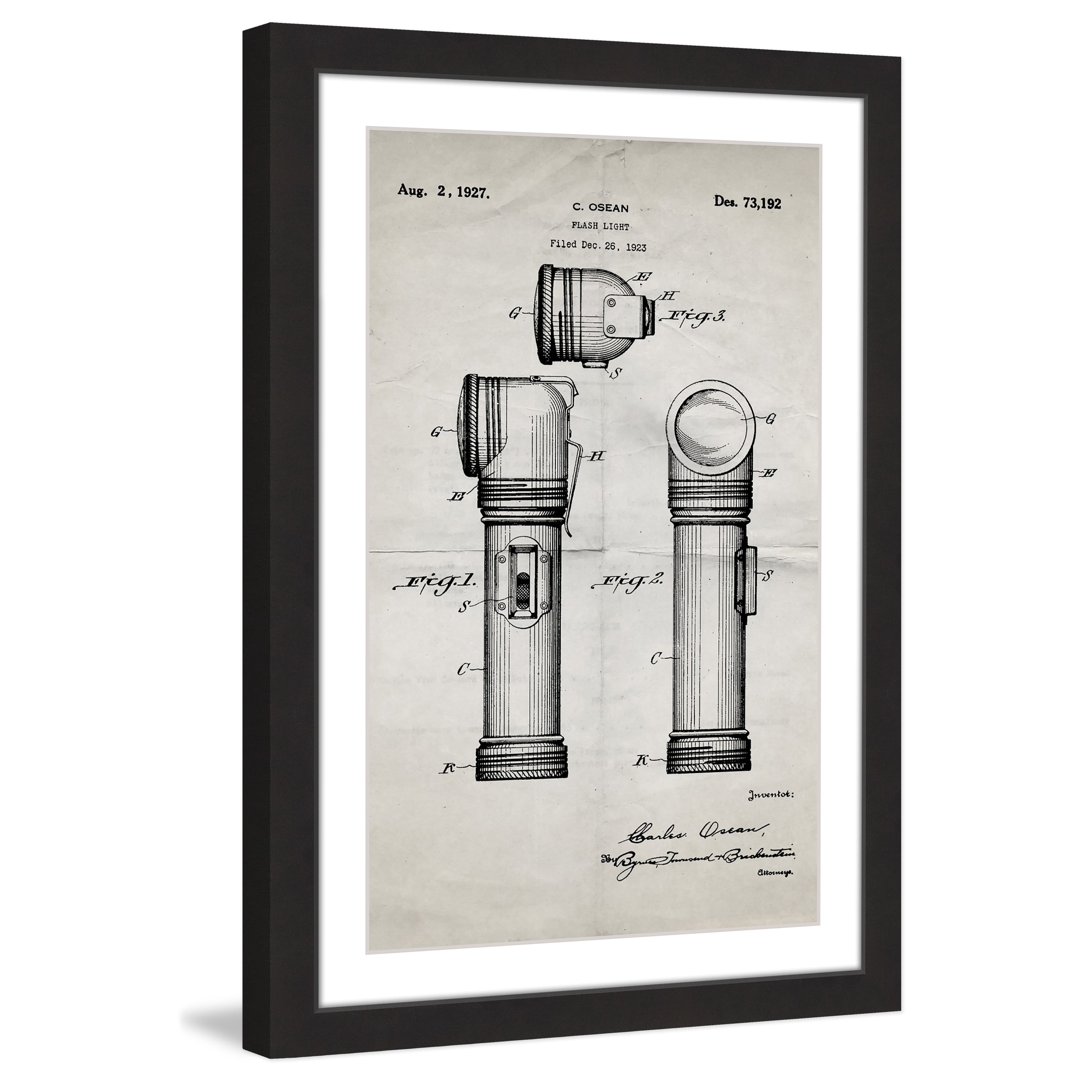 Marmont Hill - "Flashlight 1923 Old Paper" by Steve King Framed Painting Print