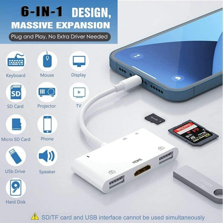 Avizar Adaptateur iPhone / iPad Lightning vers USB et Lightning