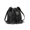 thumbnail image 1 of Black Ladies Shoulder Bag Tassel Bucket Bag Satchel, 1 of 4