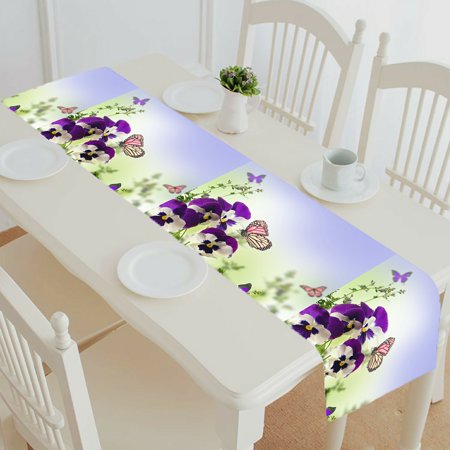 

ECZJNT Blue Spring Violets table runner table cloth tea table cloth 14x72 inch