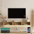 thumbnail image 4 of Aukfa Modern Floating TV Stand Wall Mounted for TVs up to 70 with 16 Color LEDs, Natural, 4 of 7