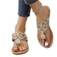 thumbnail image 3 of Norvail Ladies Flat Bottomed Beach Rhinestone Lightweight Casual Buckle Toe Sandals Flip Flops, Wide Foot Sandals For Women Dressy, Breathable Sparkly Clip Toe Design For Summer Going Out Shoes, 3 of 5