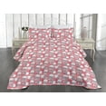 thumbnail image 2 of Ambesonne Skull Quilted Coverlet 3 Pcs, Skeleton Heads Meadow Pattern, King Size, Coral and Dark Blue Grey, 2 of 4