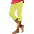 thumbnail image 3 of DDAPJ pyju Womens Dressy Capris Summer Capri Leggings Stretchy Workout Yoga Casual Vacation Beach Pants Yellow XL, 3 of 7