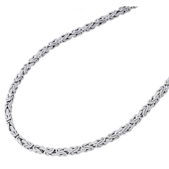 14K White Gold 2MM Solid Byzantine Italian Link Style Chain Necklace 16 Inch