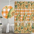 thumbnail image 5 of Sunflower Shower Curtain, Waterproof Shower Curtains for Bathroom, Orange Buffalo Check Gnomes Bee Butterfly Washable Fabric Bathtub Curtain Set Bath Decor with 12 Hooks Extra Long 72"x96", 5 of 8