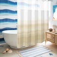 thumbnail image 5 of No Hook Shower Curtain with Built-in Rings - Beige White Washable Waterproof Fabric Bathroom Curtains for Hotel,Rentals, 72 X 84 Inch Extra Long , Abstract Brush Stroke, 5 of 9