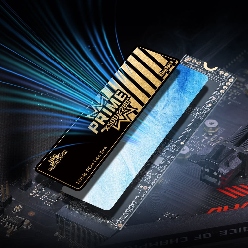 KingSpec OneBoom X500 4TB PCIe 5.0 NVMe M.2 SSD 2280-14000MB/s Read 13000MB/s Write 3D NAND w/DRAM - PS5 Ready, Optimized for Gamers, Video Editors, 3D Designers
