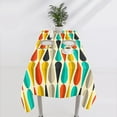 thumbnail image 6 of Mid Century Tablecloth, Modern Drop Shape Retro Colors Print Boho Orange Teal Black Geometric Pattern Tablecloth for Kitchen Holiday Dinner Hotel Restaurant, Rectangle(60x84in), 6 of 6