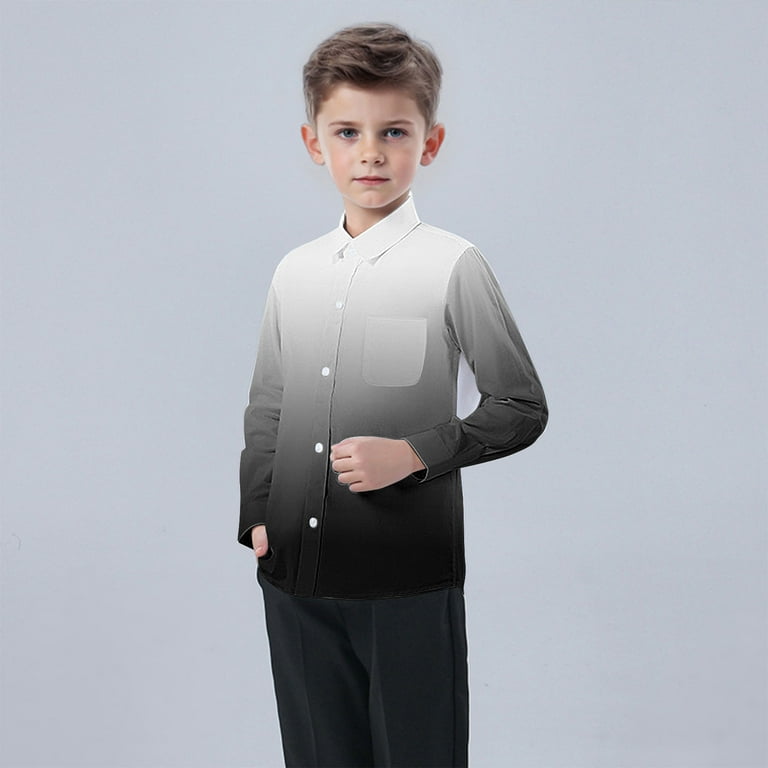 Boys Long Sleeve Dress Shirts Gradient Color Button Up Collared Shirt Chest Pocket for Toddler and Boy 6M-8T (12-18 Months, Black) - Walmart.com Boys Long Sleeve Dress Shirts Gradient Color Button Up Collared Shirt Chest Pocket for Toddler and Boy 6M-8T (12-18 Months, Black) - Walmart.com