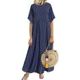 thumbnail image 2 of Baohd Femmes Robe Imprimé Dot Vêtements d'Été Manches Courtes Manches Rondes Robe à Col Rond Bleu Marine XXL, 2 of 4