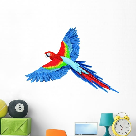 Flying Parrot Wall Decal by Wallmonkeys Peel and Stick Graphic (48 in W x 34 in H) WM177296