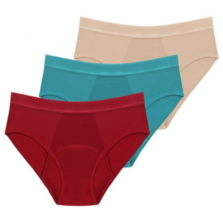 

Women s Breathable Absorb Leak-proof Physiological Briefs Large Size Bamboo Fiber Four-layer Avoid Sweating or Odor Underwear for Women of Menstrual Periods-3Pack S-6XL