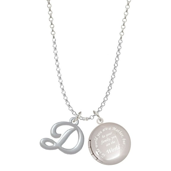 Delight Jewelry Silvertone Small Gelato Script Initial - D - To the World You are a Mother Locket Necklace