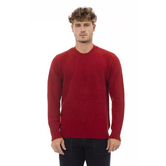 Alpha Studio Crimson Wool Crewneck Sweater - Cozy Elegance