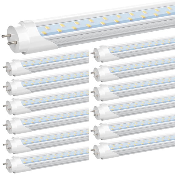 T8 V Shape 4ft LED Tube Light Bulbs,28W 6000K,Dual-end Powered,ETL Listed,12-Pack