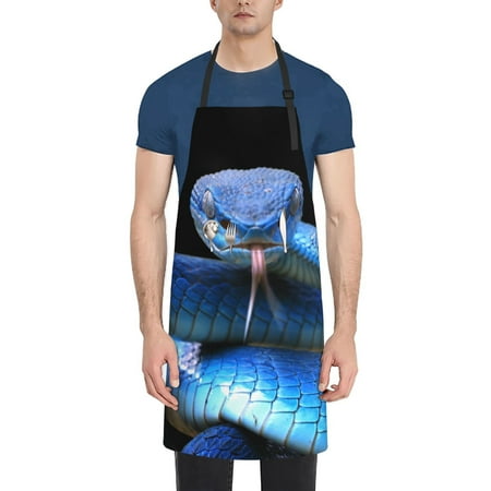 

Picia Blue Viper Snake 2 Waterproof Apron for Unisex Adult - Adjustable Bib Apron with Pockets Ideal for Cooking Gardening Painting and Household Chores