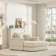 thumbnail image 5 of Corduroy Sofa, 43.3" Single Sofa with a Ottoman, a Back Pillow and 2 Toss Pillows, Comfy Cloud Sofa for Living Room Bedroom Apartment, Beige, 5 of 8