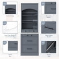 thumbnail image 4 of Modern 83.7inch High Kitchen Pantry, Freestanding Tall Kitchen Hutch with Faux Marble Top,Cupboard Cabinet with 5 Storage Drawers and Adjustable Shelf, Set of 2 (Gray), 4 of 11