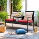 thumbnail image 2 of WLXIANG Patio Conversation Sets Outdoor Loveseat with Built-in Table & Cushions Wicker Patio Furniture Porch Chairs Bench for Lawn, Backyard, Balcony (Red), 2 of 8