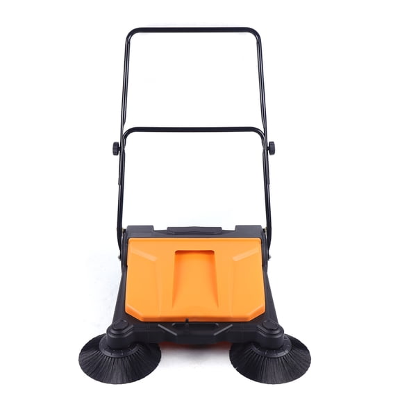 Hand Push Floor Sweeper, 26 Inch 15L Walk-Behind Outdoor and Indoor Push Carpet Sweeper Industrial Manual Push Sweeper Foldable Push Cleaner for Street Garden Warehouse Sweeping Cleaning