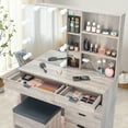 thumbnail image 2 of Zimtown Vanity Table Set with Charging Station for Bedroom, Makeup Dressing Table with Sliding Mirror, Gray, 2 of 6