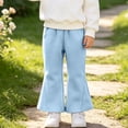 thumbnail image 6 of Spazoro Girls Flare Sweatpants, Solid Color Casual Side Pockets Elastic Waist Loose Fit Fashion Trousers Light Blue Size 5 T, 6 of 9
