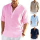 thumbnail image 2 of ¡12 colores! nueva camisa de manga larga de lino para hombre, camisas informales de lino y algodón de Color sólido, camisetas hawaianas de S-5XL Deng Xun unisex, 2 of 2