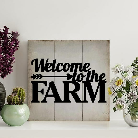 Cskhip Vintage Country Wooden Pallet Sign Welcome to The Farm Wood Signs With Quotes Farmhouse Wooden Signs Family Wall Art Decor Wall Hanger for Home Kitchen Living Room Coffee Bar 10x10 Inch