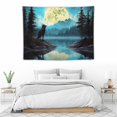 thumbnail image 3 of FANNA Moon Over Ocean Tapestry Wall Hanging, Galaxy Wolf on Mountain Wall Tapestry, 3D Fantasy Watercolor Starry Night Sky Forest Tapestry Wall Art for Bedroom Living Room Dorm Home Decor 40x30in, 3 of 7