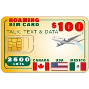USA Canada Mexico GSM SIM Card - Rollover 2500 Minutes Talk Text Data 1 Year Wireless Service
