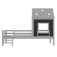 thumbnail image 5 of Bellemave Twin Size Montessori Bed, House Beds with Low-Profile Stairs and Star-shape Roof, Wood Platform Bed with a Bookcase, Window and Blackboard, No Box Spring Needed-Gray, 5 of 6