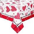 thumbnail image 2 of Valentine''s Day Tablecloth Rectangle 60x84 Inch, Red Love Heart Romantic Table Cloth, Buffalo Plaid Tablecloths, Waterproof Spillproof Tablecloth for Valentines Day Wedding Dinner Party Decoration, 2 of 6