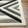 thumbnail image 4 of Hauteloom Abeje Contemporary Geometric Shag Area Rug - Fluffy High Pile Super Soft Rug for Living Room, Bedroom, Dining Room - Striped - Gray, Black and White - 18" Sample, 4 of 6