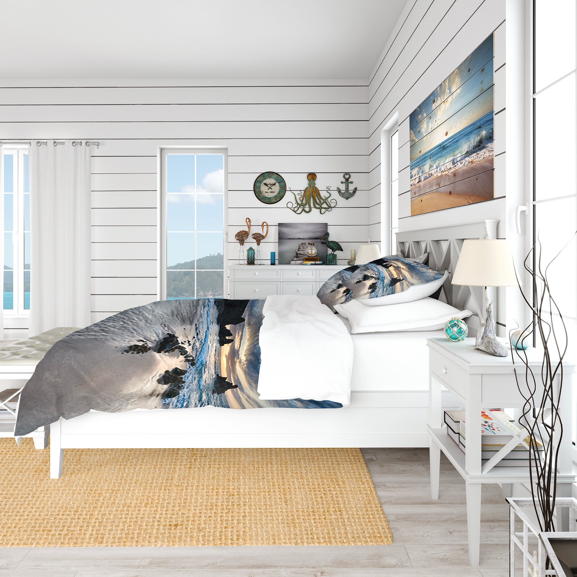 Designart 'Beautiful Porthcothan Bay' Coastal Duvet Cover Set