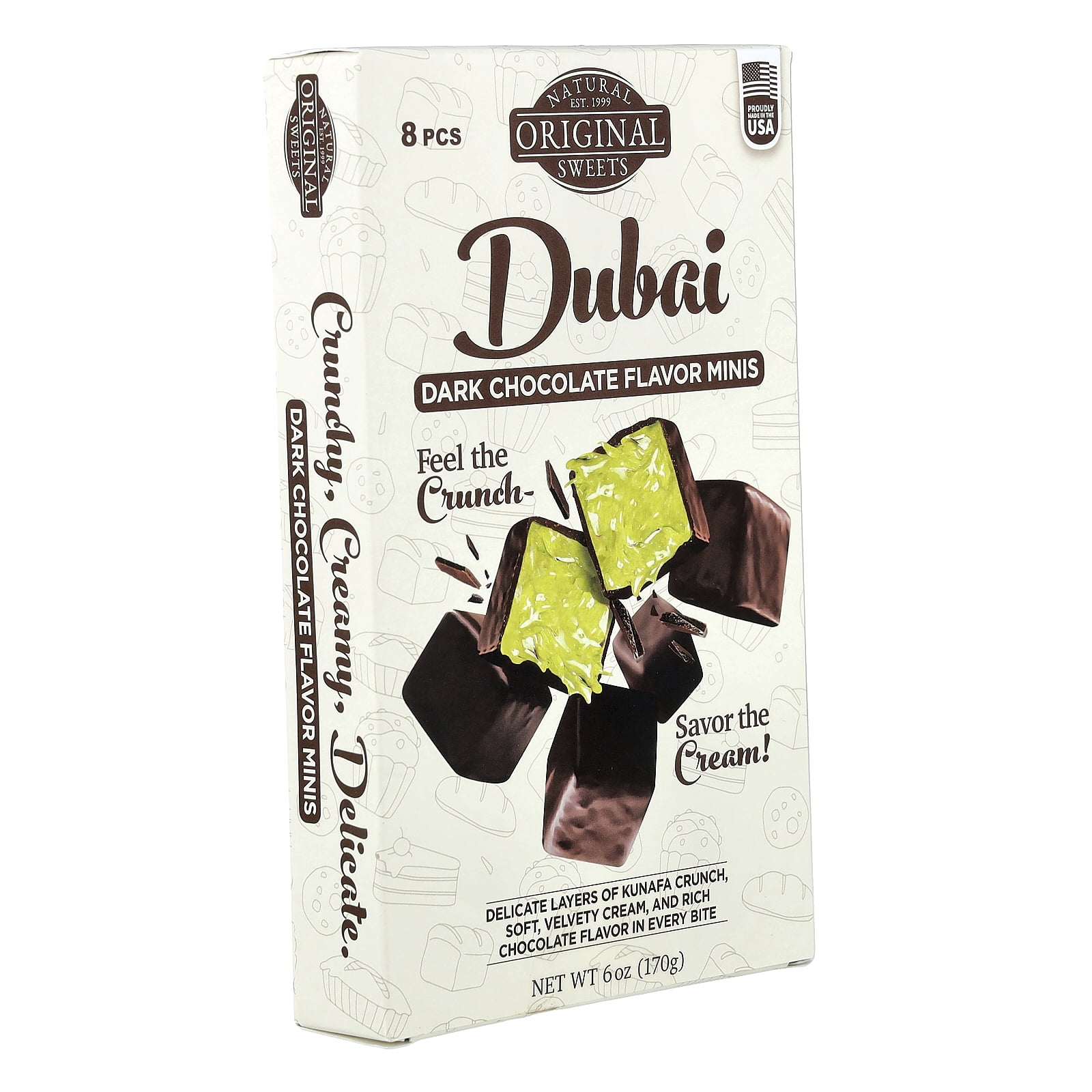 Original Natural Sweets Dubai Dark Chocolate Minis, 8 Pieces, 6 oz (170 g)