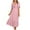 Pink, variant on LOVZFMLL Women Fashion Summer-Neck Short Sleeve Solid Waist Dresses White L