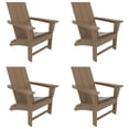 thumbnail image 3 of WestinTrends Ashore 4-Piece Foldable Adirondack Chair Set, All-Weather Poly Lumber, Modern Farmhouse Patio Seating, Weathered Wood, 3 of 9