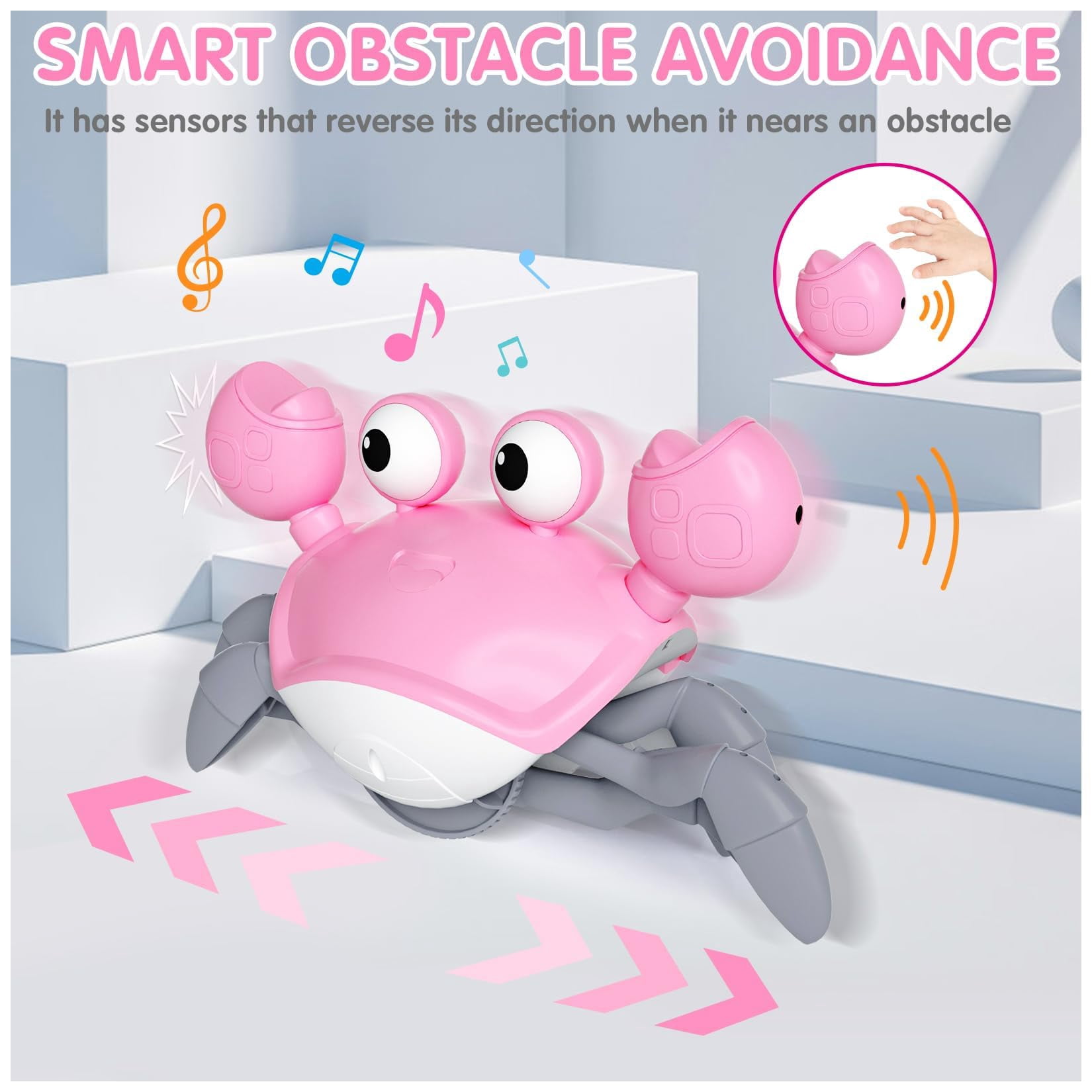Granchio Musicale Interattivo Krabbe – Giocattolo Per Gattonare Con Luci E Canzoni, Ricaricabile USB, Per Neonati 6-12 Mesi - 5