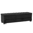 thumbnail image 3 of 60 Inch Modern Pull Out Storage Bench, Textured Dark Gray Fabric, Button Tufting, Lift Top, 3 of 5