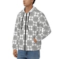 thumbnail image 3 of Wukai Retro sketch flower lines Print Men's Zip-Up Hoodie,Fleece Full-Zip Hoodie for Men, Hooded Sweatshirt-Large, 3 of 5