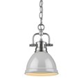 thumbnail image 1 of Golden Lighting 3602-M1L PW-GY Duncan Mini Pendant Light with Chain & Gray Shade, Pewter, 1 of 1