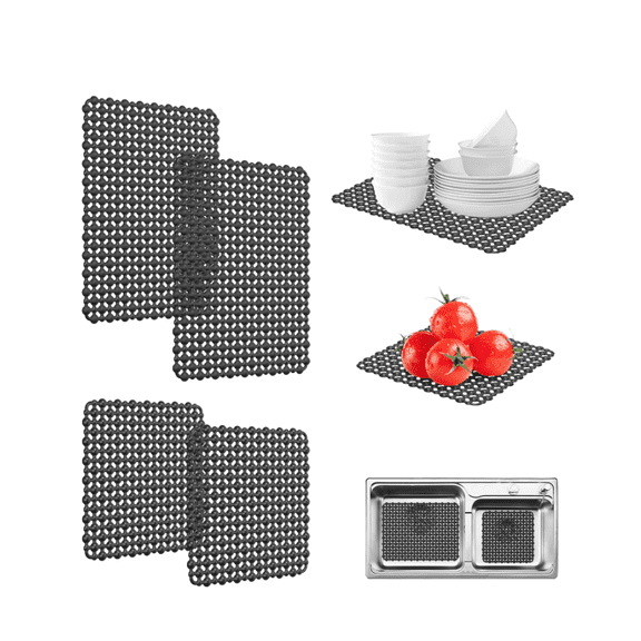 4 Pack Kitchen Sink Mat – Sink Protector Mat, Cuttable PVC Draining Protector Mat for Stainless Steel & Ceramic Sink, Quick Drainage, Scratch Protection – 15.75"x11.8" & 11"x11"