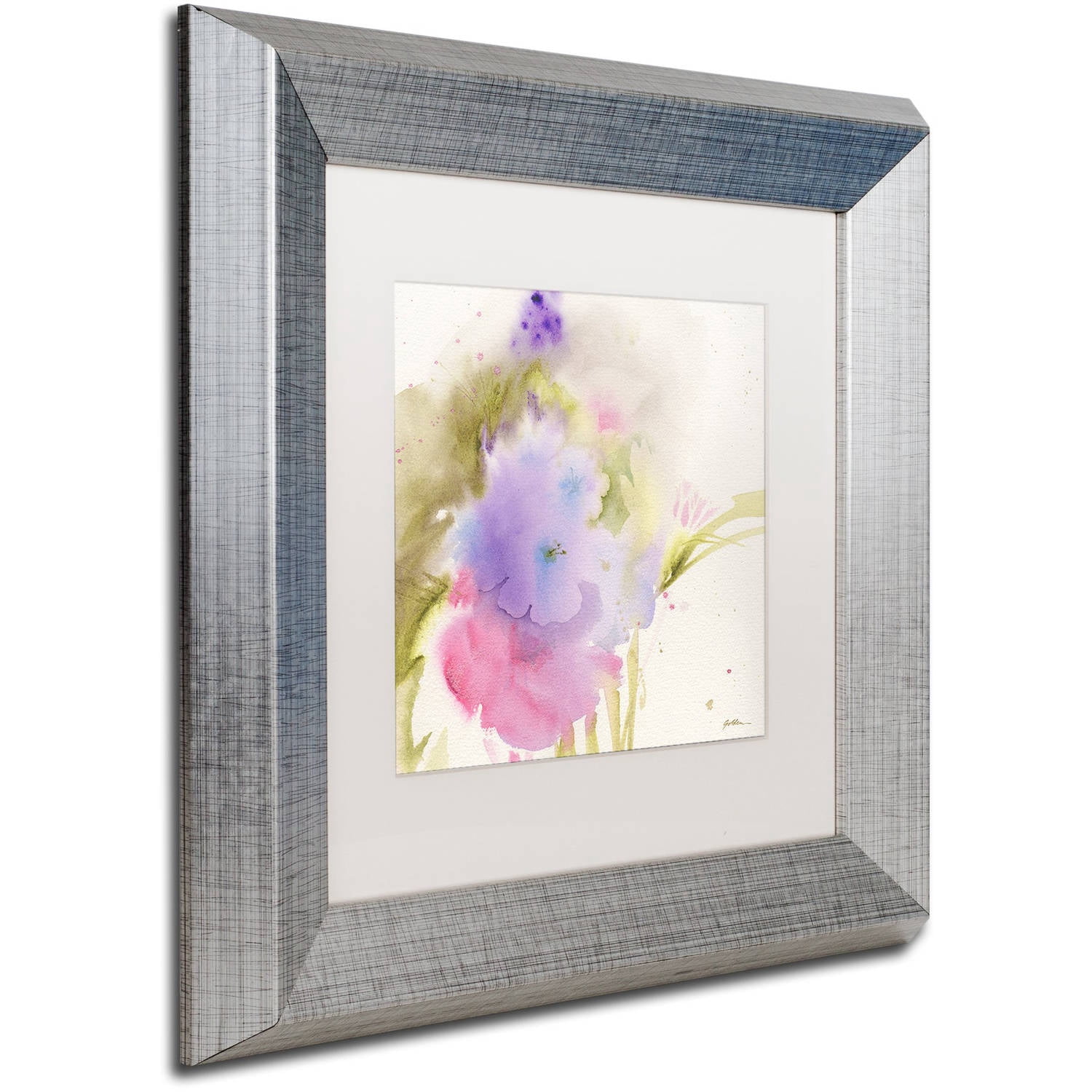 Trademark Fine Art "Purple Blooming" Canvas Art by Sheila Golden, White Matte, Silver Frame