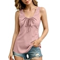 thumbnail image 4 of Ruimatai Womens Casual Sleeveless Tank Tops V Neck Drawstring Ruched Shirts Loose Fit Curved Hem Summer Blouses, 4 of 6