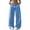 Sky Blue #006, variant on Women's Ruffle Waist Wide Leg Pants Elastic Lace Trim Lounge Trousers Loose Casual Streetwear Bottoms, 2XL