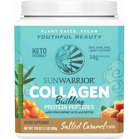 Sunwarrior Vegan Collagen Salted Caramel Protein Powder with Biotin & Hyaluronic Acid 20 Servings