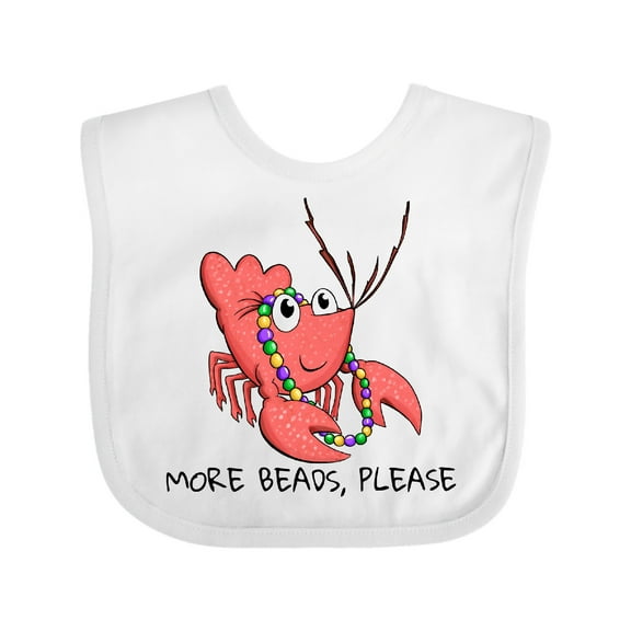 Inktastic More Beads, Please Cute Mardi Gras Crawfish Boys or Girls Baby Bib