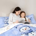 thumbnail image 5 of Castle Fairy 3-Piece Queen Size Comforter Set - Blue Snowman Christmas Print, 5 of 8