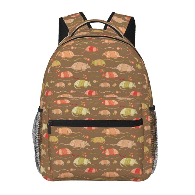 Honeii Armadillo Floral 1 Print Backpack for Both Men and Women, Basic Bookbag for College, Work, or Travel,Rucksack Computer Bag-One Size